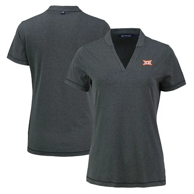 Women's Cutter & Buck Heather Black Big 12 Forge Blade Collar V-Neck Top