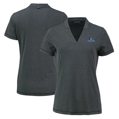 Women's Cutter & Buck Heather Black Creighton Bluejays Forge Blade Collar V-Neck Top