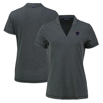 Women's Cutter & Buck Heather Black DePaul Blue Demons Forge Blade Collar V-Neck Top
