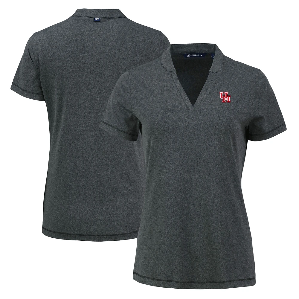 Women's Cutter & Buck Heather Black Houston Cougars Forge Blade Collar V-Neck Top