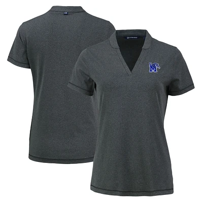 Women's Cutter & Buck Heather Black Memphis Tigers Forge Blade Collar V-Neck Top