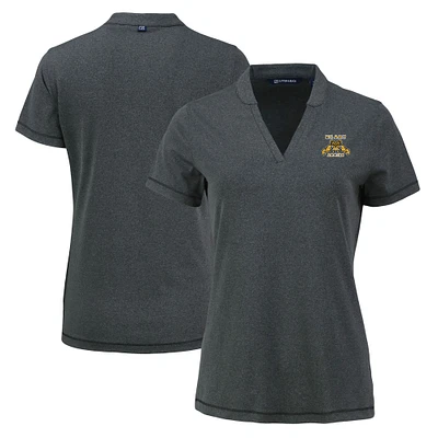 Women's Cutter & Buck Heather Black North Carolina A&T Aggies Forge Blade Collar V-Neck Top