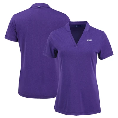 Women's Cutter & Buck Heather Purple NYU Violets Forge Blade Collar V-Neck Top