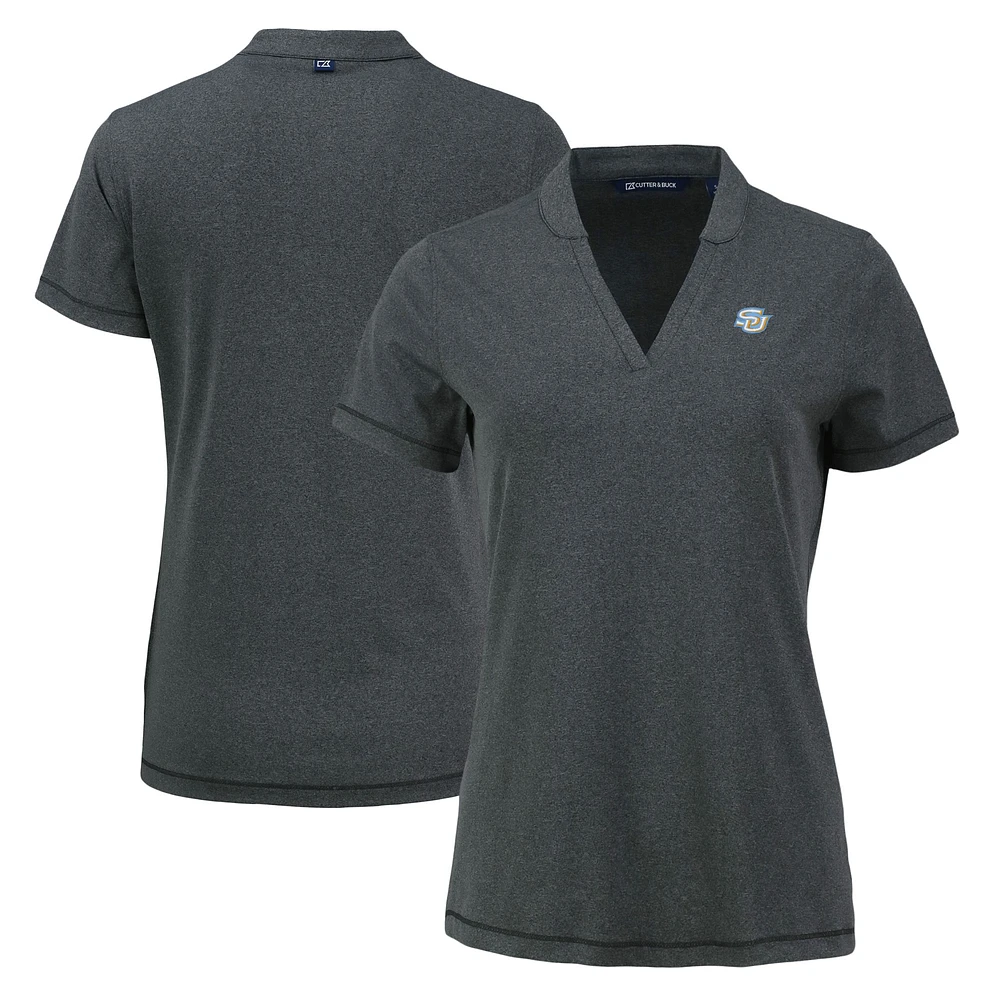 Women's Cutter & Buck Heather Black Southern University Jaguars Forge Heathered Stretch Blade Top