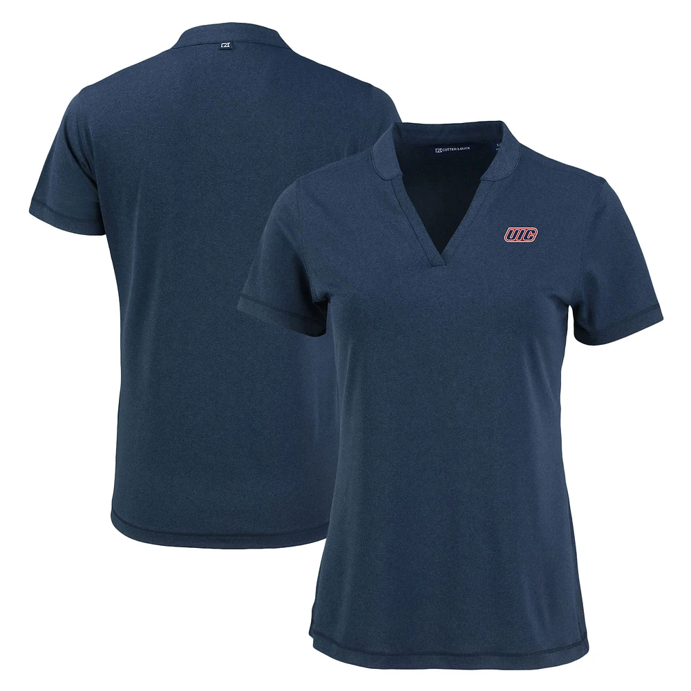 Women's Cutter & Buck Heather Navy UIC Flames Forge Heathered Stretch Blade Top