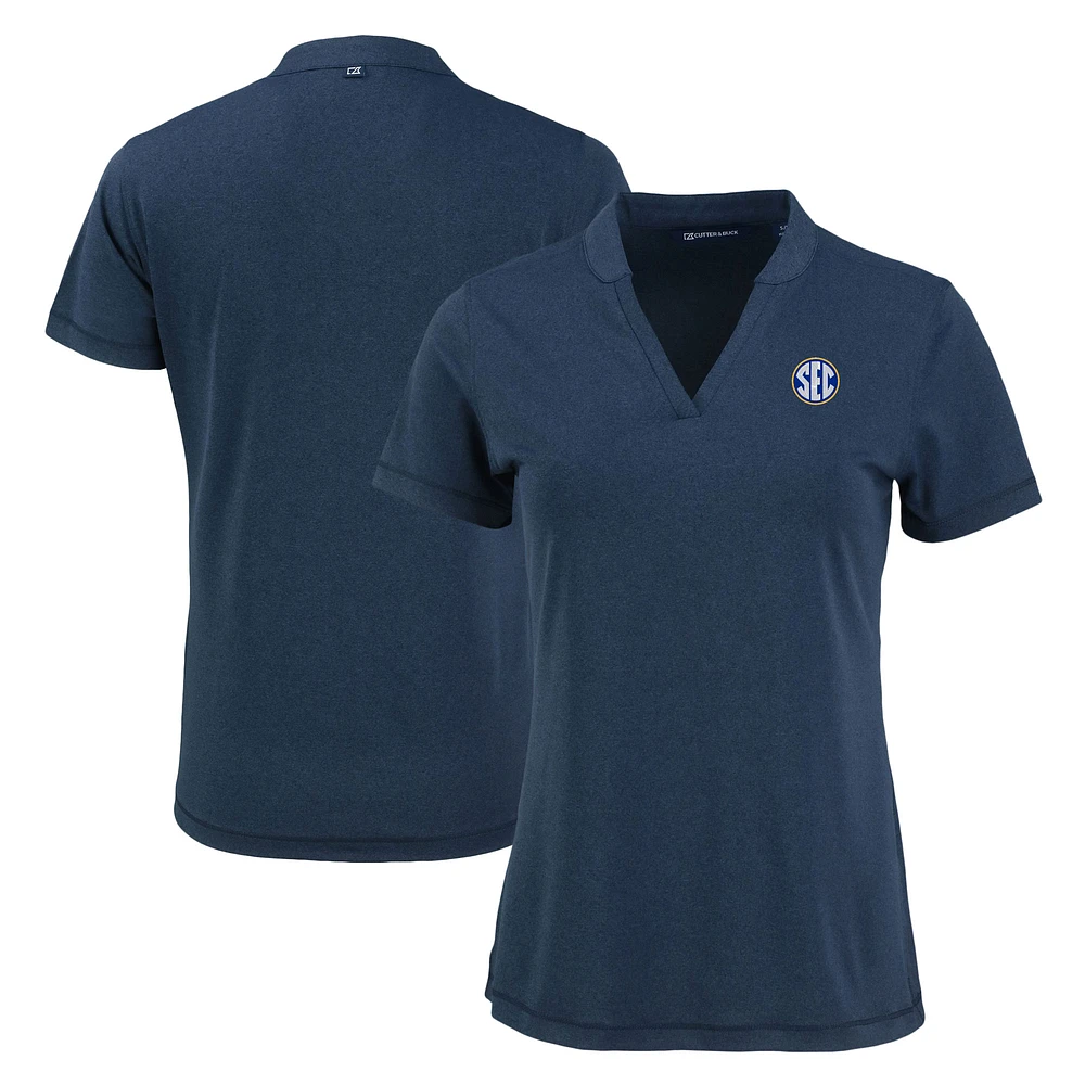 Women's Cutter & Buck Heather Navy SEC Forge Heathered Stretch Blade Top
