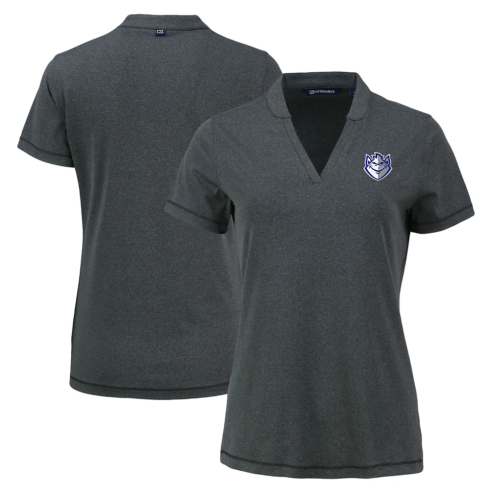Women's Cutter & Buck Heather Black Saint Louis Billikens Forge Heathered Stretch Blade Top