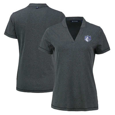 Women's Cutter & Buck Heather Black Saint Louis Billikens Forge Heathered Stretch Blade Top