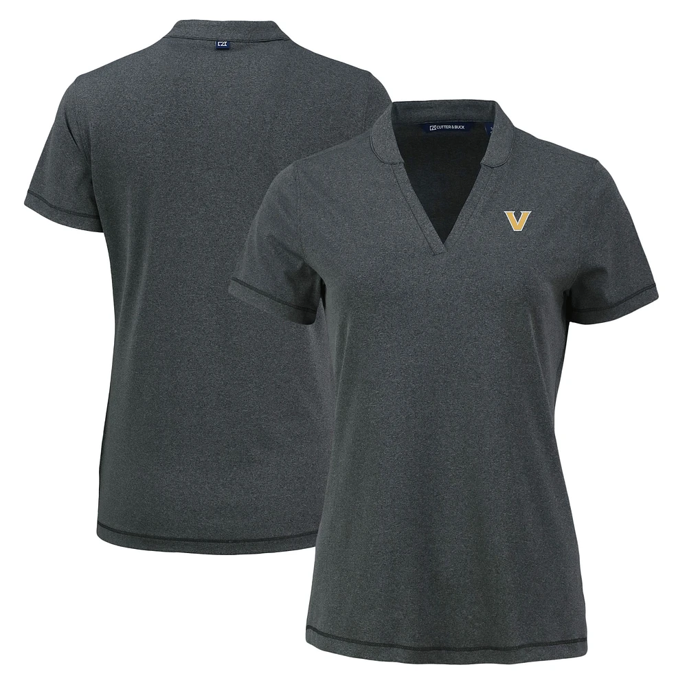 Women's Cutter & Buck Heather Black Vanderbilt Commodores Forge Heathered Stretch Blade Top