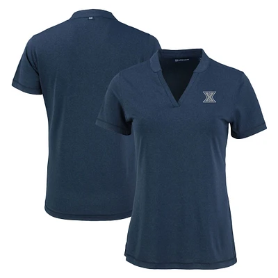Women's Cutter & Buck Heather Navy Xavier Musketeers Forge Heathered Stretch Blade Top