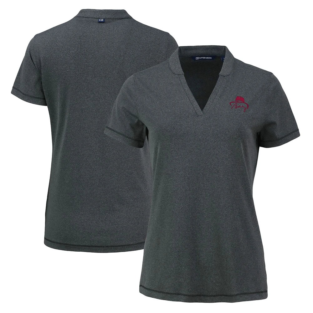Women's Cutter & Buck Heather Black Florida State Seminoles Bobby Bowden Forge Heathered Stretch Blade Top