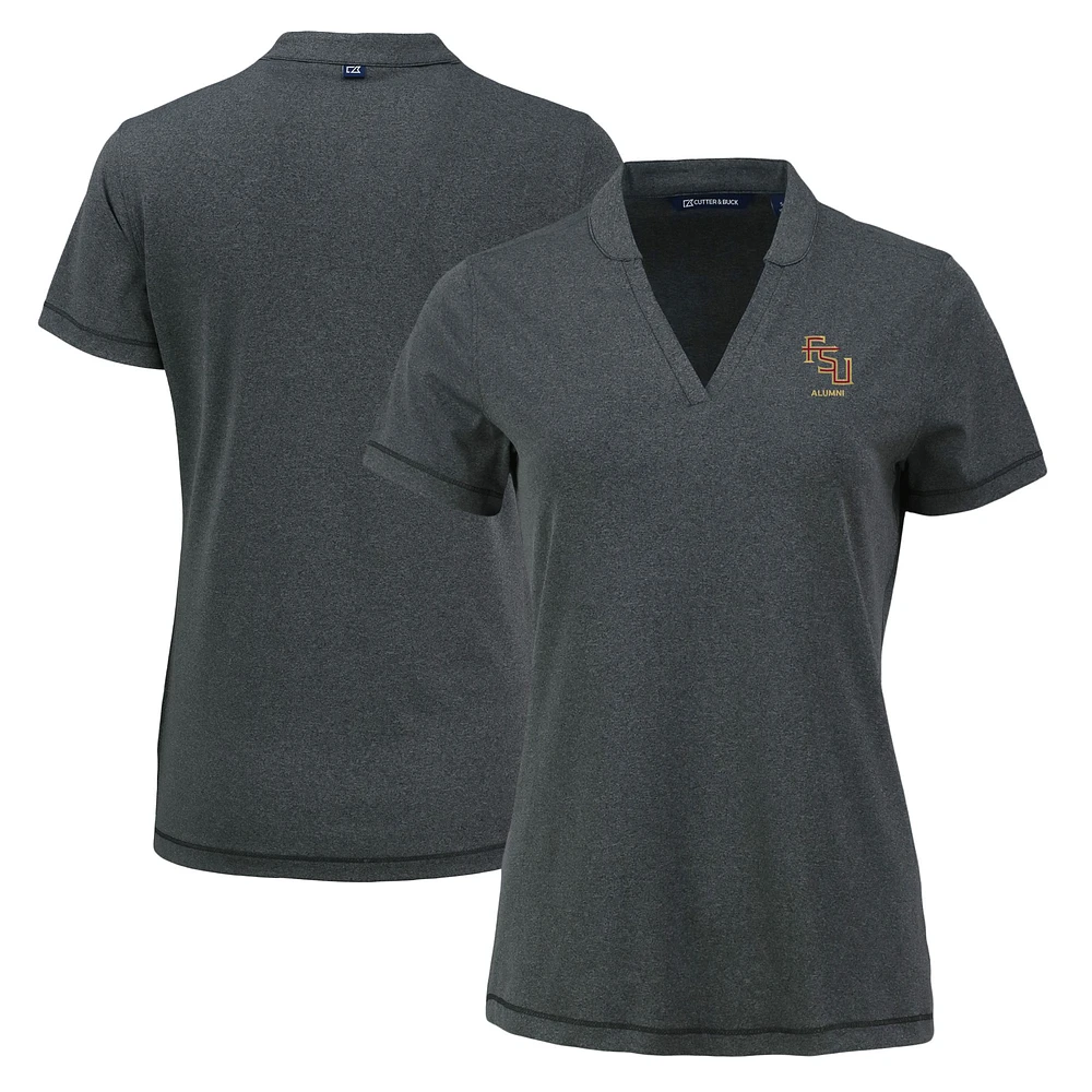 Women's Cutter & Buck Heather Black Florida State Seminoles Alumni Forge Heathered Stretch Blade Top