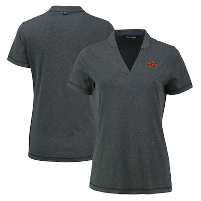 Women's Cutter & Buck Heather Black Oklahoma State Cowboys Forge Heathered Stretch Blade Top