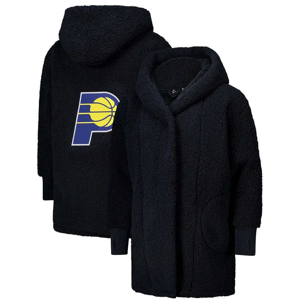 Unisex the Best Lounger World By Jill Martin Black Indiana Pacers Oversized Open-Front Hoodie Sweater