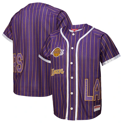 Women's Mitchell & Ness x DANNIJO Purple Los Angeles Lakers Fashion Baseball Jersey