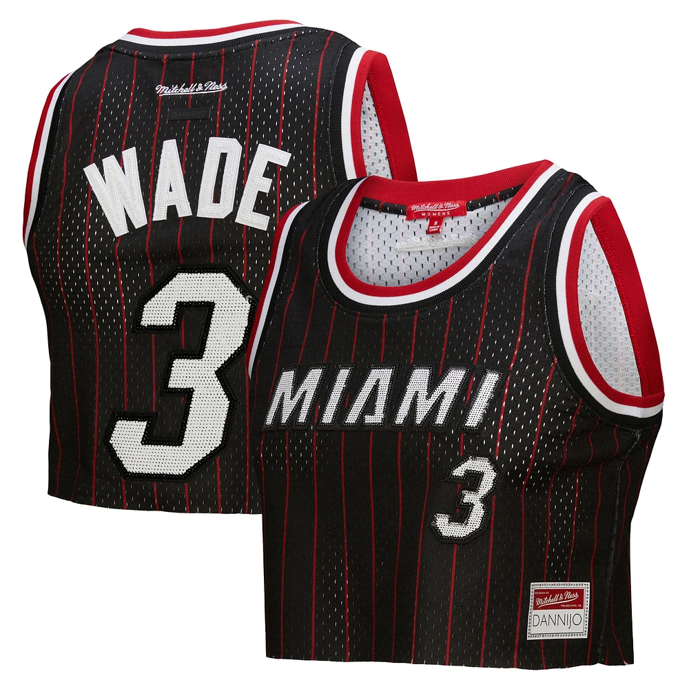 Women's Mitchell & Ness x DANNIJO Dwyane Wade Black Miami Heat Fashion Cropped Basketball Jersey
