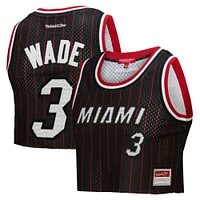Women's Mitchell & Ness x DANNIJO Dwyane Wade Black Miami Heat Fashion Cropped Basketball Jersey