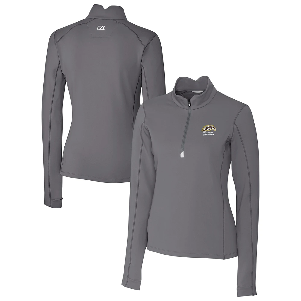 Women's Cutter & Buck Gray Western Michigan Broncos Traverse Stretch Eco Quarter-Zip Top