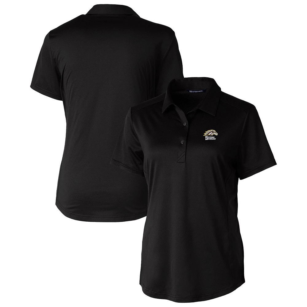 Women's Cutter & Buck Black Western Michigan Broncos Prospect Eco Textured Stretch Recycled Polo