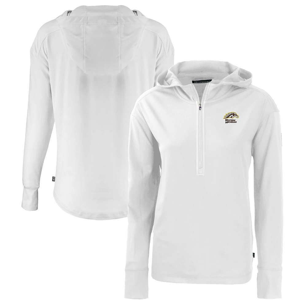 Women's Cutter & Buck White Western Michigan Broncos Daybreak Eco Recycled DryTec Half-Zip Hoodie