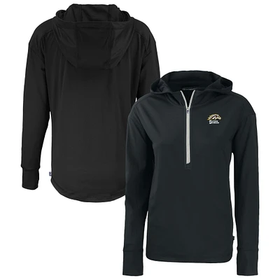 Women's Cutter & Buck Black Western Michigan Broncos Daybreak Eco Recycled Half-Zip Hoodie