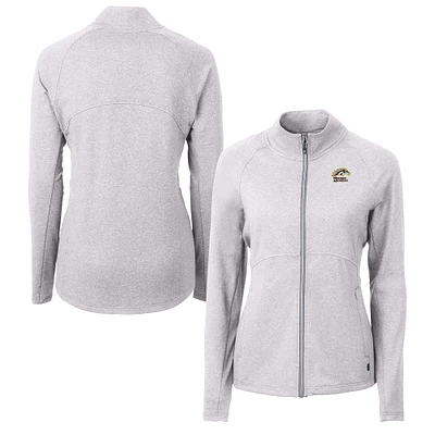 Women's Cutter & Buck Heather Gray Western Michigan Broncos Adapt Eco Knit Recycled Full-Zip Jacket