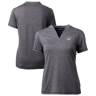 Women's Cutter & Buck Heather Charcoal Western Michigan Broncos Forge Stretch Blade DryTec V-Neck Top