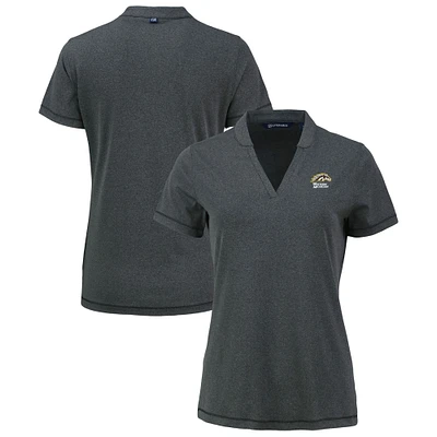 Women's Cutter & Buck Heather Black Western Michigan Broncos Forge Stretch Blade DryTec V-Neck Top