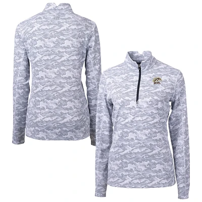 Women's Cutter & Buck Charcoal Western Michigan Broncos Traverse Stretch Eco Camo Print DryTec Tri-Blend Quarter-Zip Top