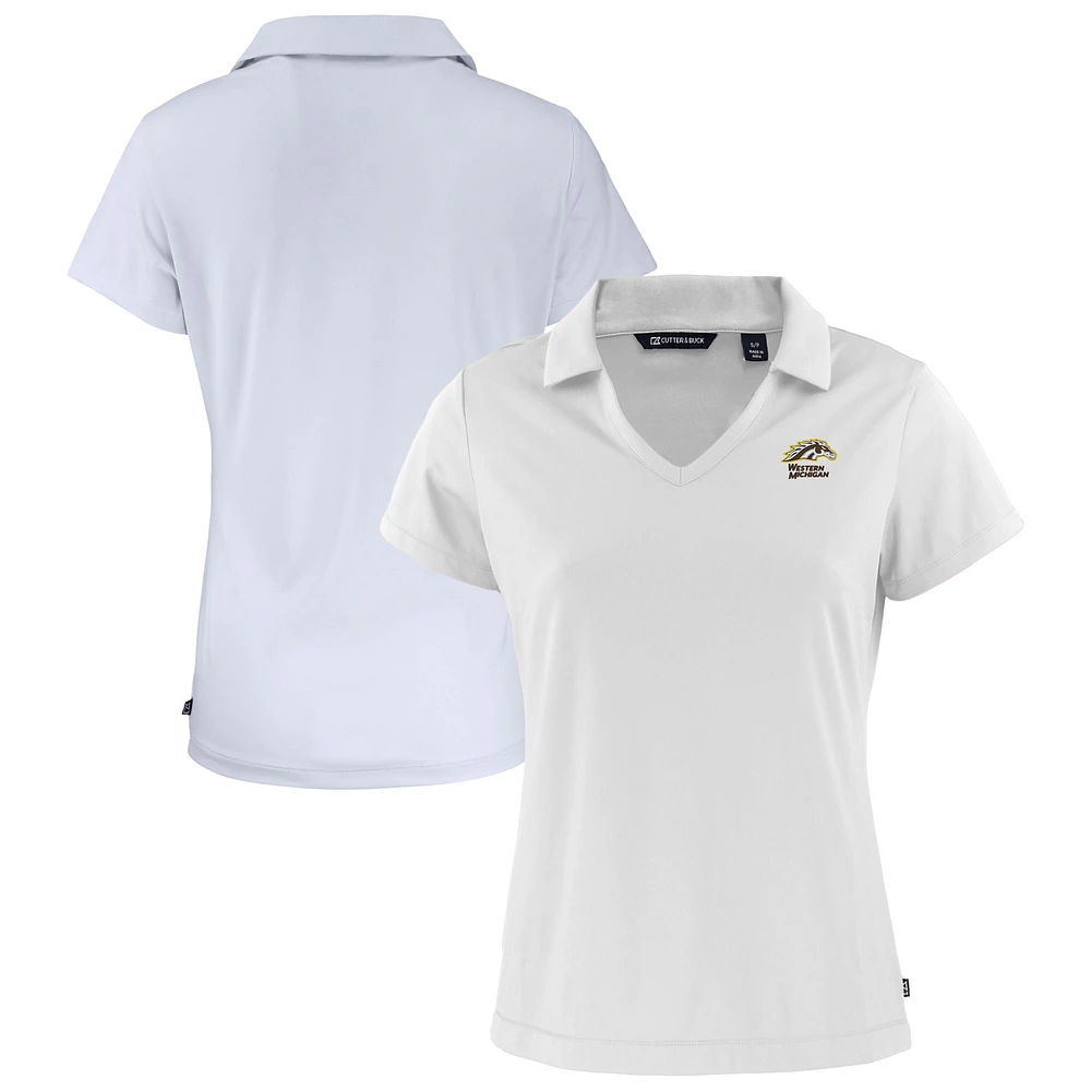 Women's Cutter & Buck White Western Michigan Broncos Daybreak Eco Recycled V-Neck Polo