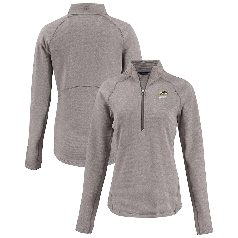 Women's Cutter & Buck Heather Gray Western Michigan Broncos Peshastin Eco Fleece Recycled Half-Zip Pullover Top