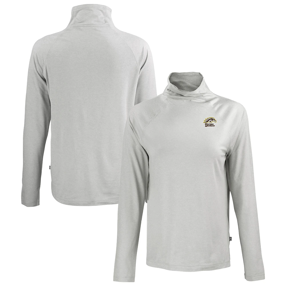 Women's Cutter & Buck Gray Western Michigan Broncos Coastline Epic Comfort Eco Recycled Funnel Neck Raglan Pullover Top