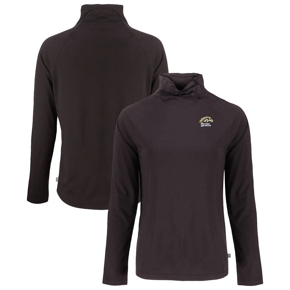 Women's Cutter & Buck Black Western Michigan Broncos Coastline Epic Comfort Eco Recycled Funnel Neck Raglan Pullover Top