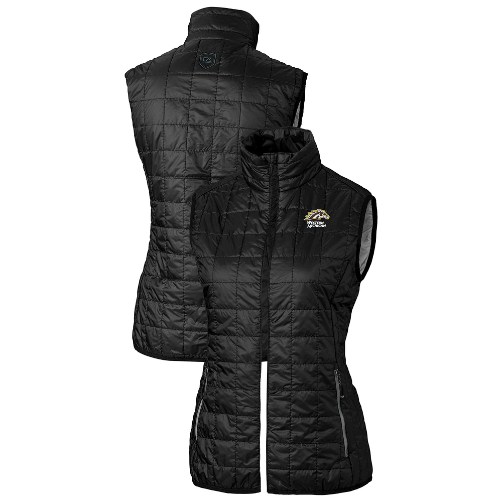 Women's Cutter & Buck Black Western Michigan Broncos Rainier PrimaLoft® Eco Insulated Full-Zip Puffer Vest