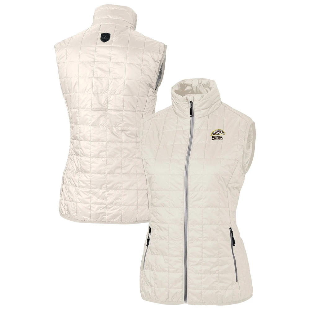 Women's Cutter & Buck Oatmeal Western Michigan Broncos Rainier PrimaLoft® Eco Insulated Full-Zip Puffer Vest