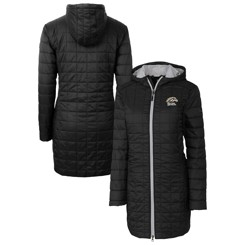 Women's Cutter & Buck Black Western Michigan Broncos Rainier PrimaLoft® Eco Insulated Hooded Full-Zip Long Coat