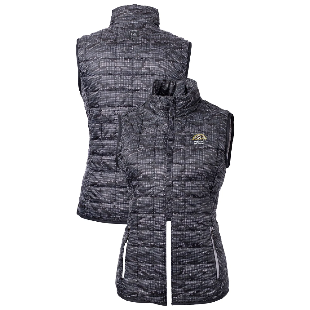 Women's Cutter & Buck Black Western Michigan Broncos Rainier PrimaLoft Eco Insulated Full-Zip Puffer Vest