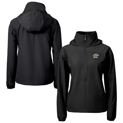 Women's Cutter & Buck Black Western Michigan Broncos Charter Eco Recycled Half-Zip Anorak Jacket