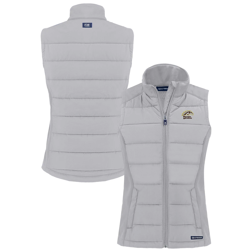 Women's Cutter & Buck Gray Western Michigan Broncos Evoke Hybrid Eco Softshell Recycled PrimaLoft Full-Zip Vest