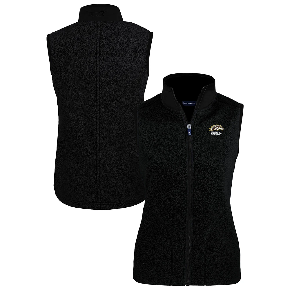 Women's Cutter & Buck Black Western Michigan Broncos Cascade Eco Fleece Full-Zip Vest