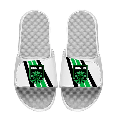 Youth ISlide White Austin FC Vertical Stripes Slide Sandals