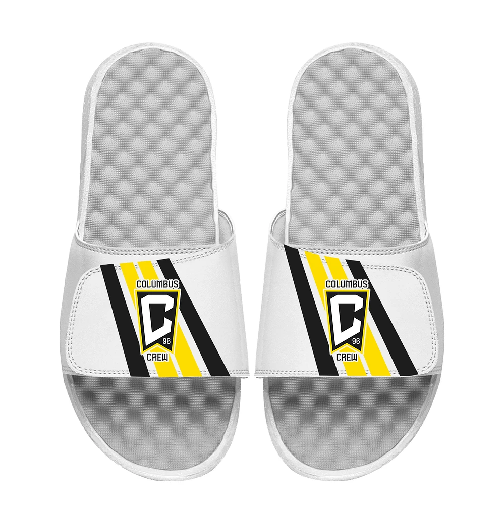 Men's ISlide White Columbus Crew Vertical Stripes Slide Sandals