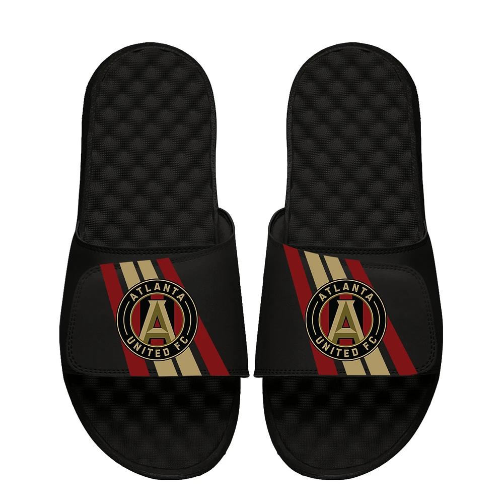 Men's ISlide Black Atlanta United FC Vertical Stripes Slide Sandals