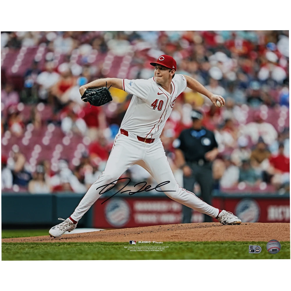 Nick Lodolo Cincinnati Reds Autographed 16" x 20" Pitching in White Photograph
