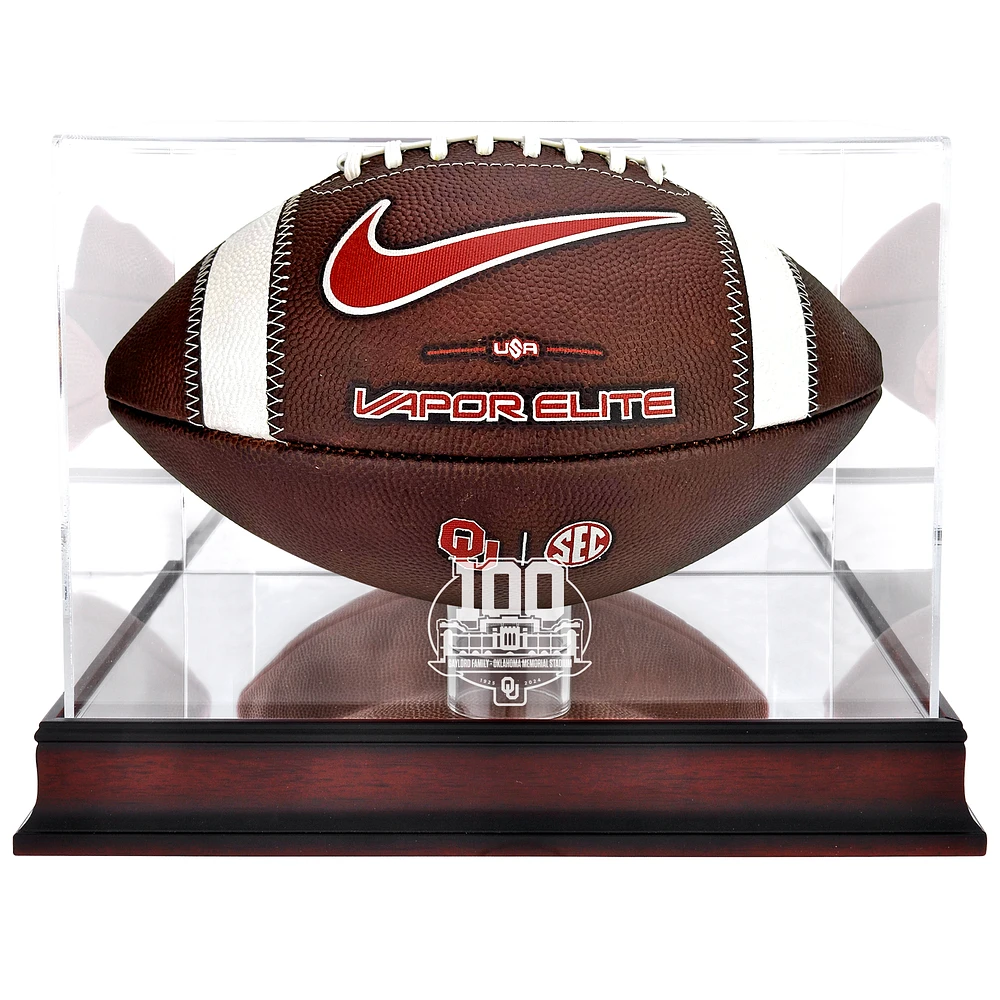 Oklahoma Sooners 100th Anniversary Mahogany Football Display Case