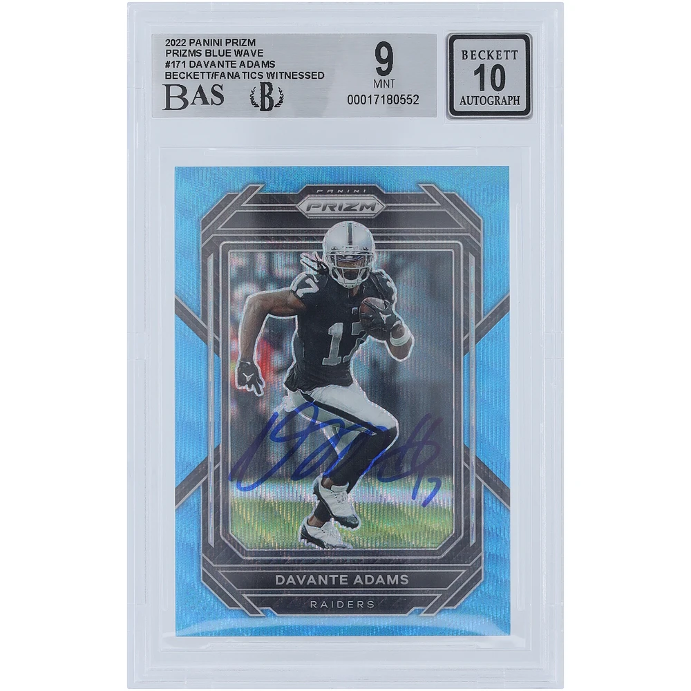Davante Adams Las Vegas Raiders Autographed 2022 Panini Prizm Blue Wave #171 #/199 Beckett Fanatics Witnessed Authenticated 9/10 Card