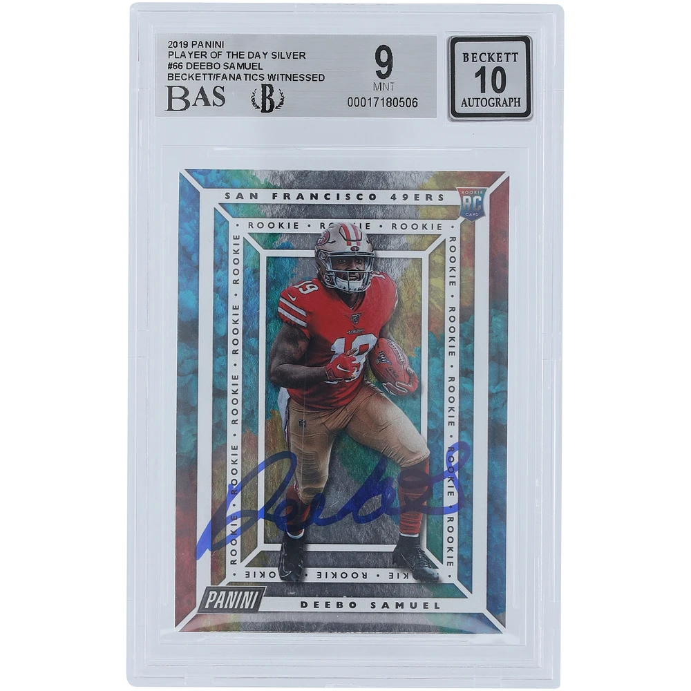 Deebo Samuel Sr San Francisco 49ers Autographed 2019 Panini Player Of The Day Silver #66 Beckett Fanatics Witnessed Authenticated 9/10 Rookie Card