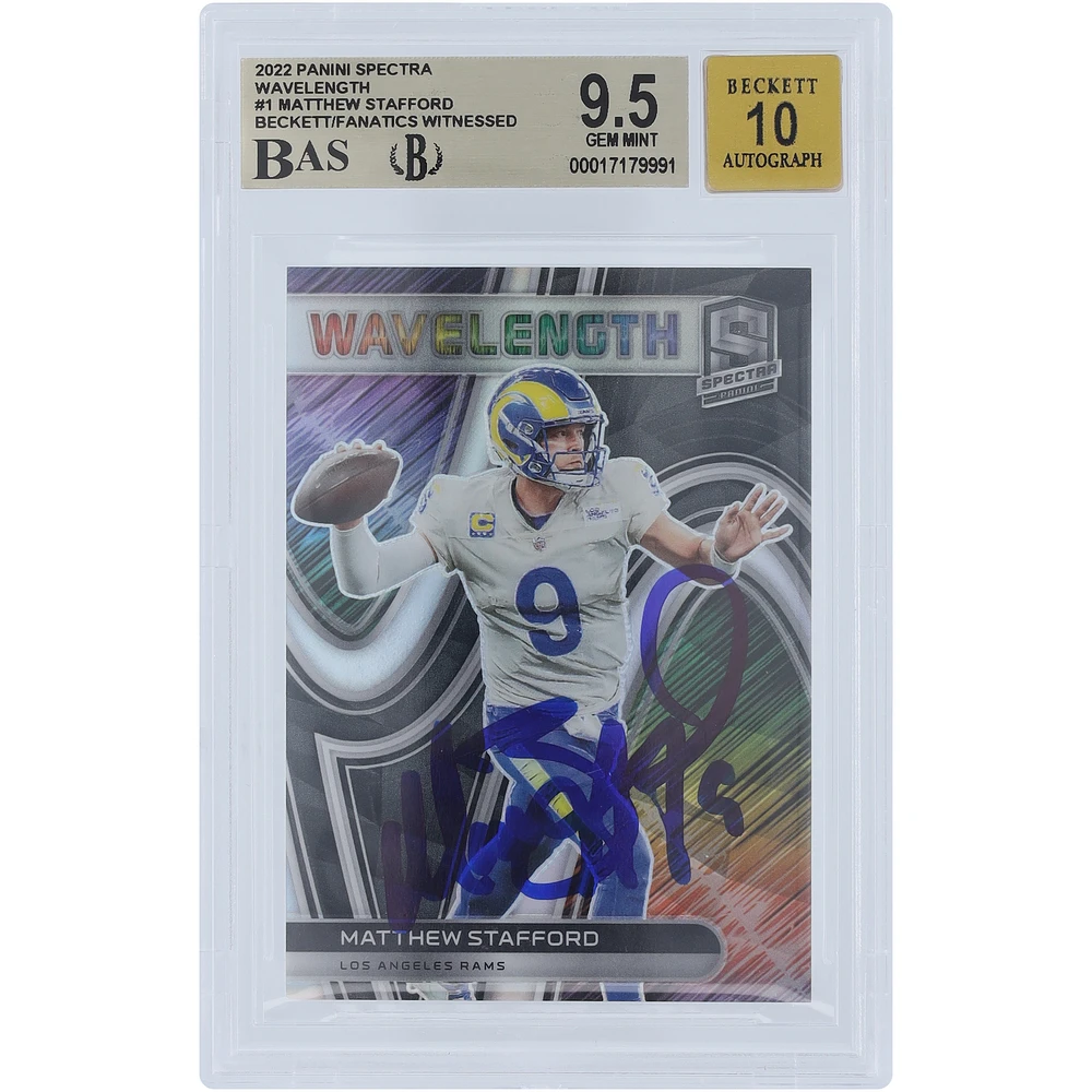 Matthew Stafford Los Angeles Rams Autographed 2022 Panini Spectra Wavelenght #WVE-1 #/99 Beckett Fanatics Witnessed Authenticated 9.5/10 Card