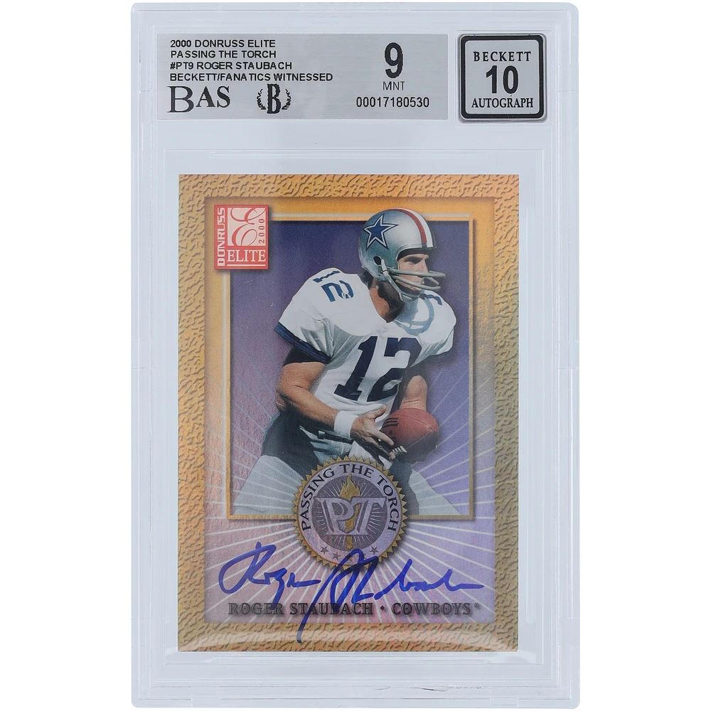 Roger Staubach Dallas Cowboys Autographed 2000 Donruss Elite Passing the Torch #PT-9 #/1500 Beckett Fanatics Witnessed Authenticated Card