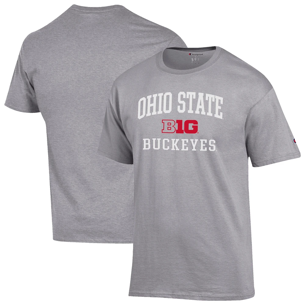 Men's Champion Gray Ohio State Buckeyes Big Ten T-Shirt